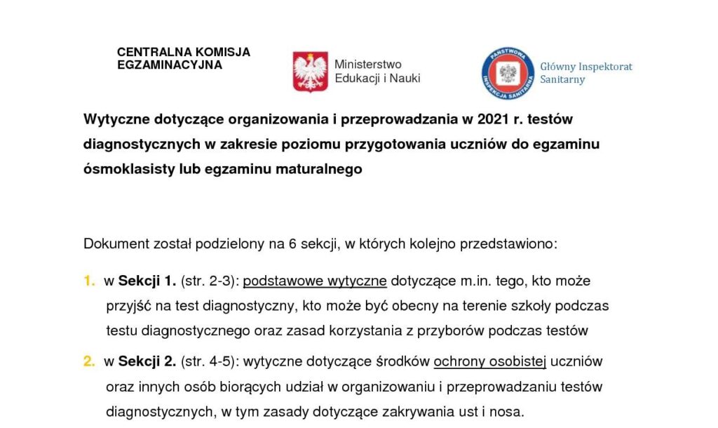 Wytyczne dotyczące organizowania i przeprowadzania w 2021 r