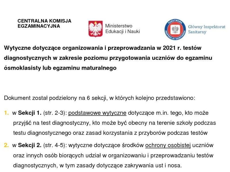 Wytyczne dotyczące organizowania i przeprowadzania w 2021 r