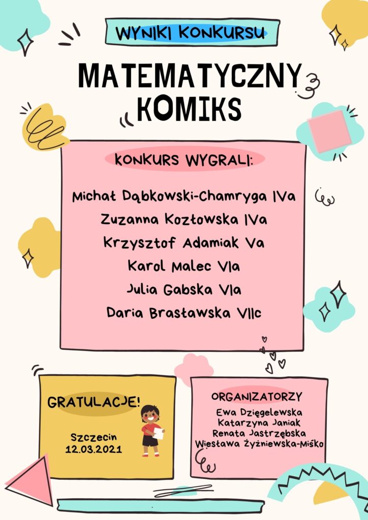 Wyniki konkursu Matematyczny Komiks