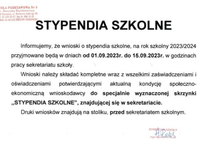 Stypendia szkolne