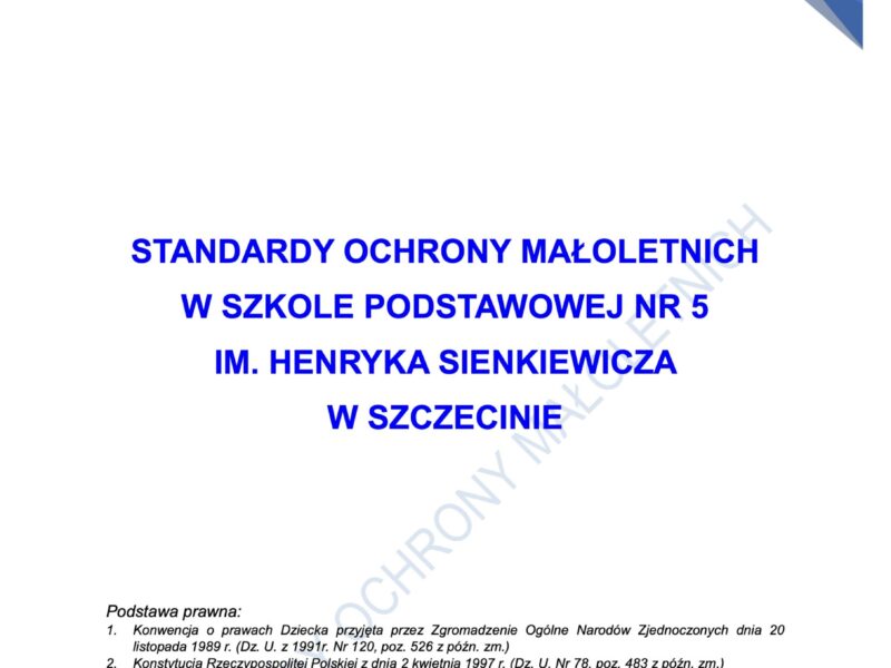 STANDARDY OCHRONY MAŁOLETNICH W SP5 SZCZECIN