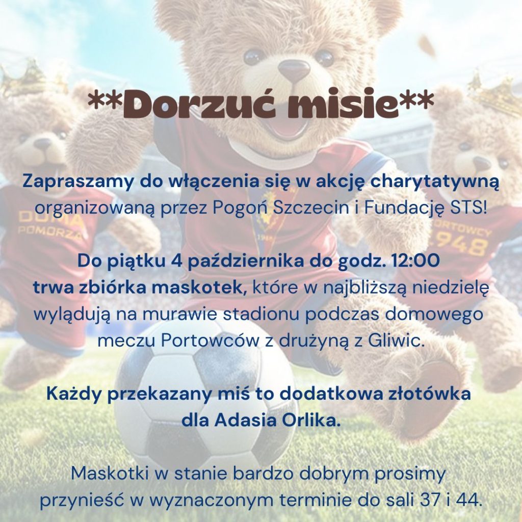 Zapraszamy do włączenia się w akcję charytatywną organizowaną przez Pogoń Szczecin i Fundację STS!