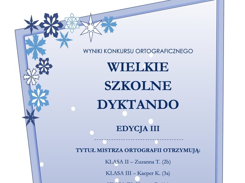 Wyniki konkursu „Wielkie Szkolne Dyktando”