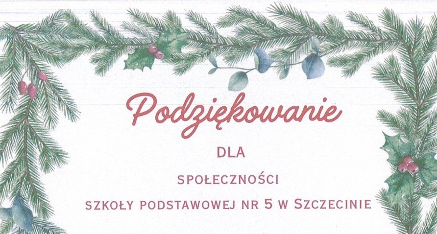 Podziękowanie dla całej społeczności szkolnej